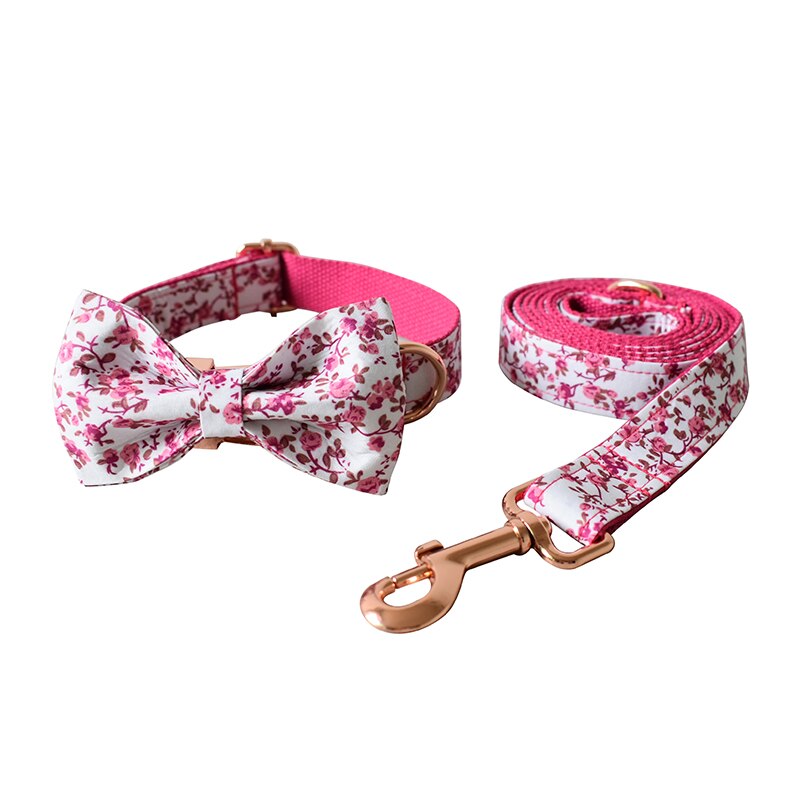 Pink Flower Collar and Lead Set