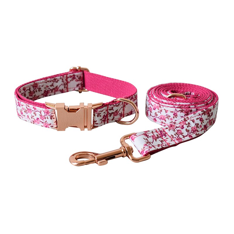 Pink Flower Collar and Lead Set