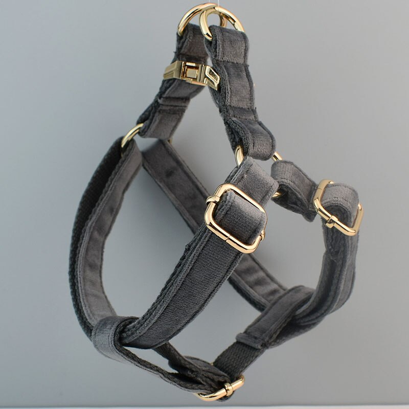 Grey Velvet Harness and Lead Set