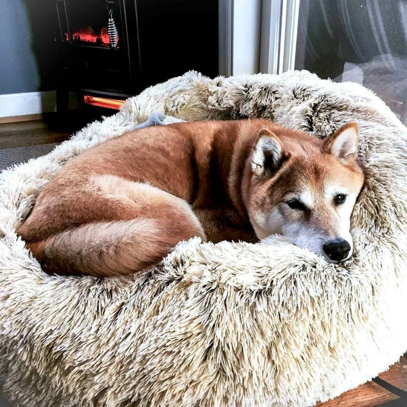 Round Faux Fur Dog Beds