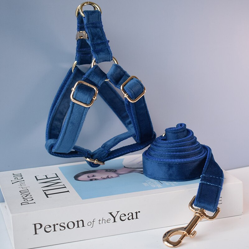 Ocean Blue Flannelette Lead and Harness Set