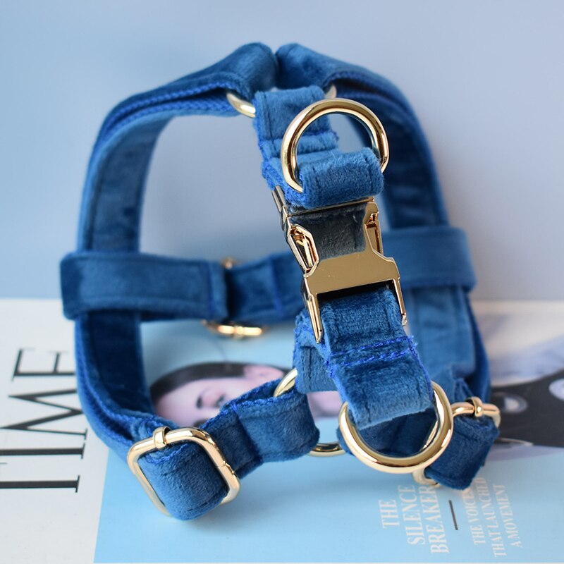 Ocean Blue Flannelette Lead and Harness Set