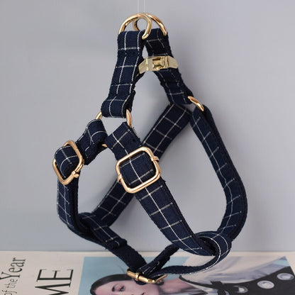 Deep Blue Check Lead and Harness Set