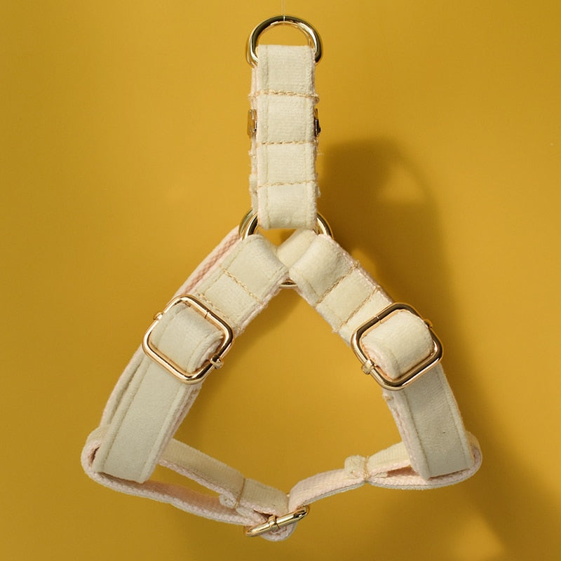 White Flannelette Lead and Harness Set