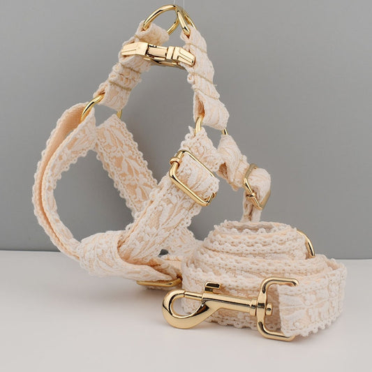 Light Cream Lace Lead and Harness Set