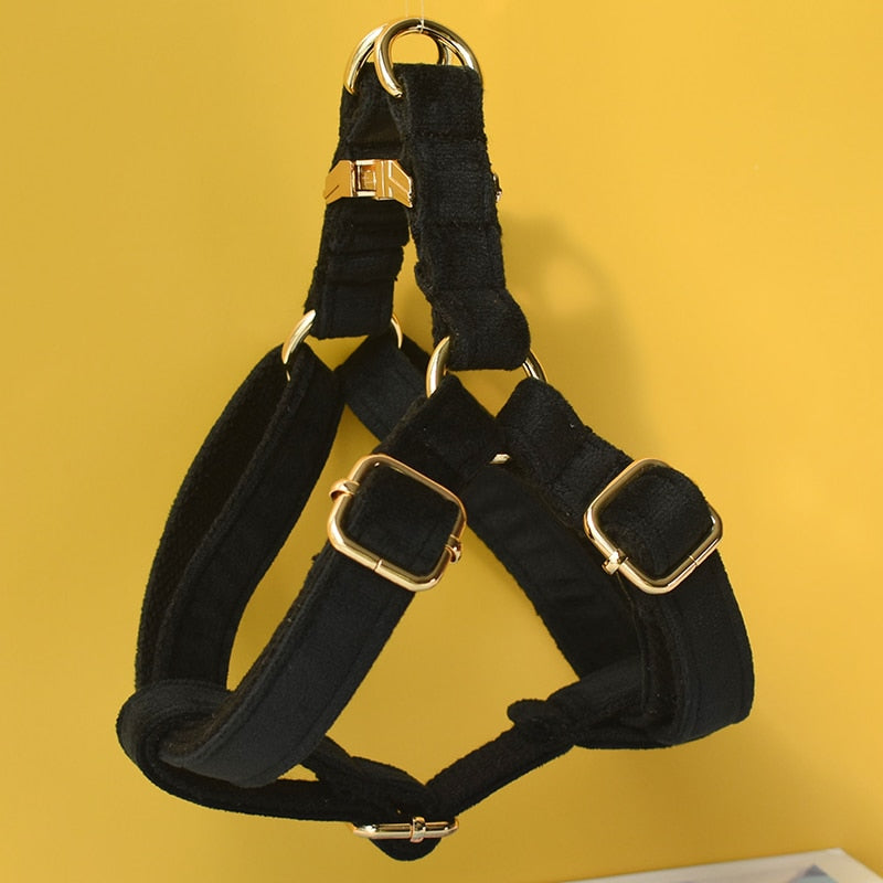 Black Flannelette Lead and Harness Set