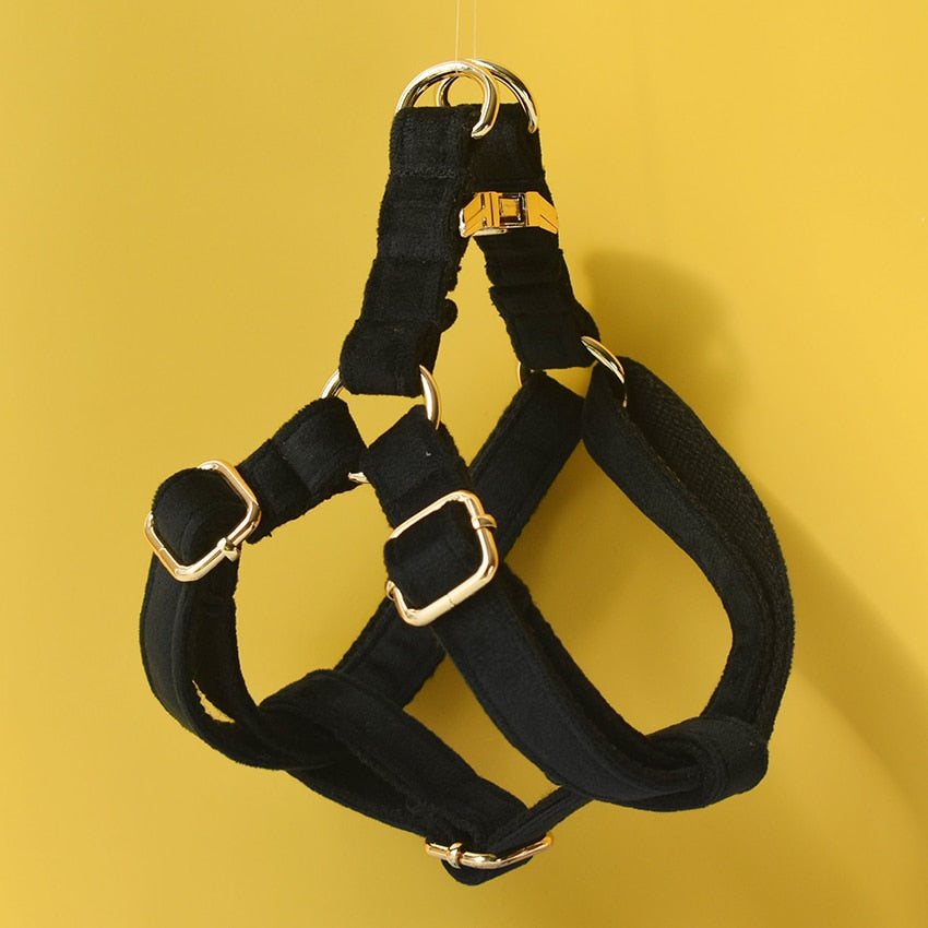 Black Flannelette Lead and Harness Set