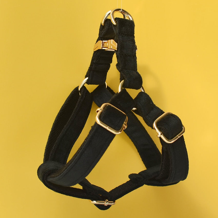 Black Flannelette Lead and Harness Set